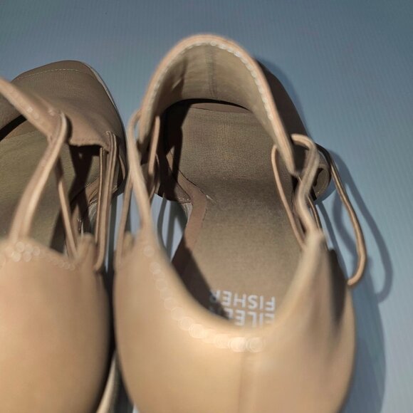 NEW Eileen Fisher Alfie Sandal Caged Peep Toe Heel Honey Tan Nubuck Size 10 - Picture 11 of 14